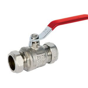 Compression Ball Valves, Red Handles, Nickel Plated